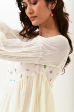 Glow Ivory Rounded Yoke Dress