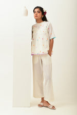 Ivory Smocked Straight Pants