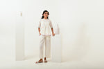 Ivory Smocked Straight Pants