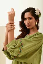 Aurelia Olive Green Drop Shoulder Top