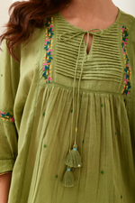 Aurelia Olive Green Drop Shoulder Top
