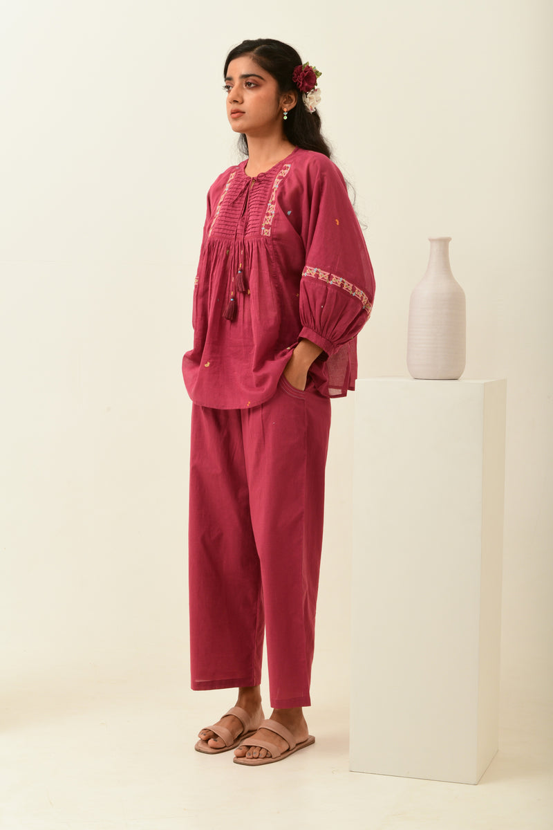 Aurelia Rust Pink Drop Shoulder Top