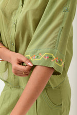 Beam Olive Green Boxy Fit Shirt