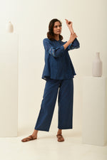 Breeze Blue Panelled Top with Embroidery