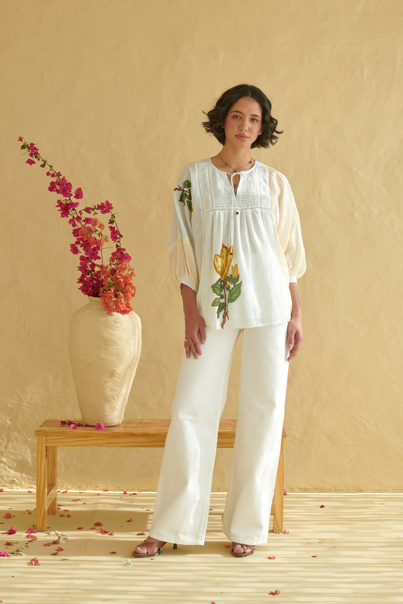 Aurelia Ivory Drop Shoulder Top