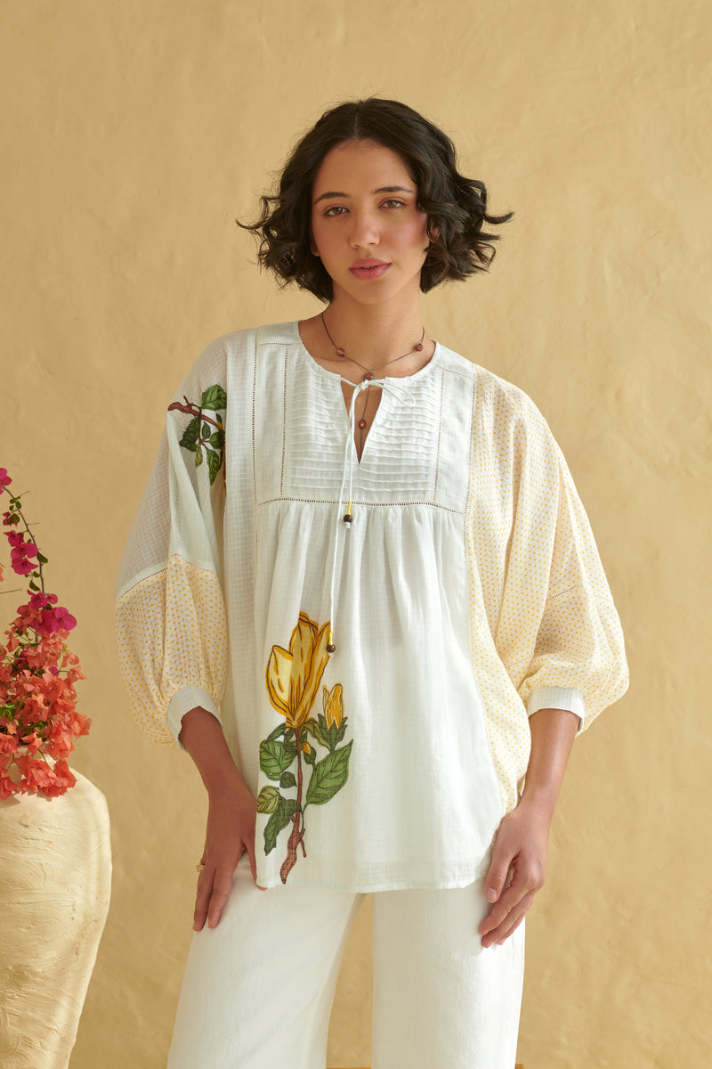 Aurelia Ivory Drop Shoulder Top