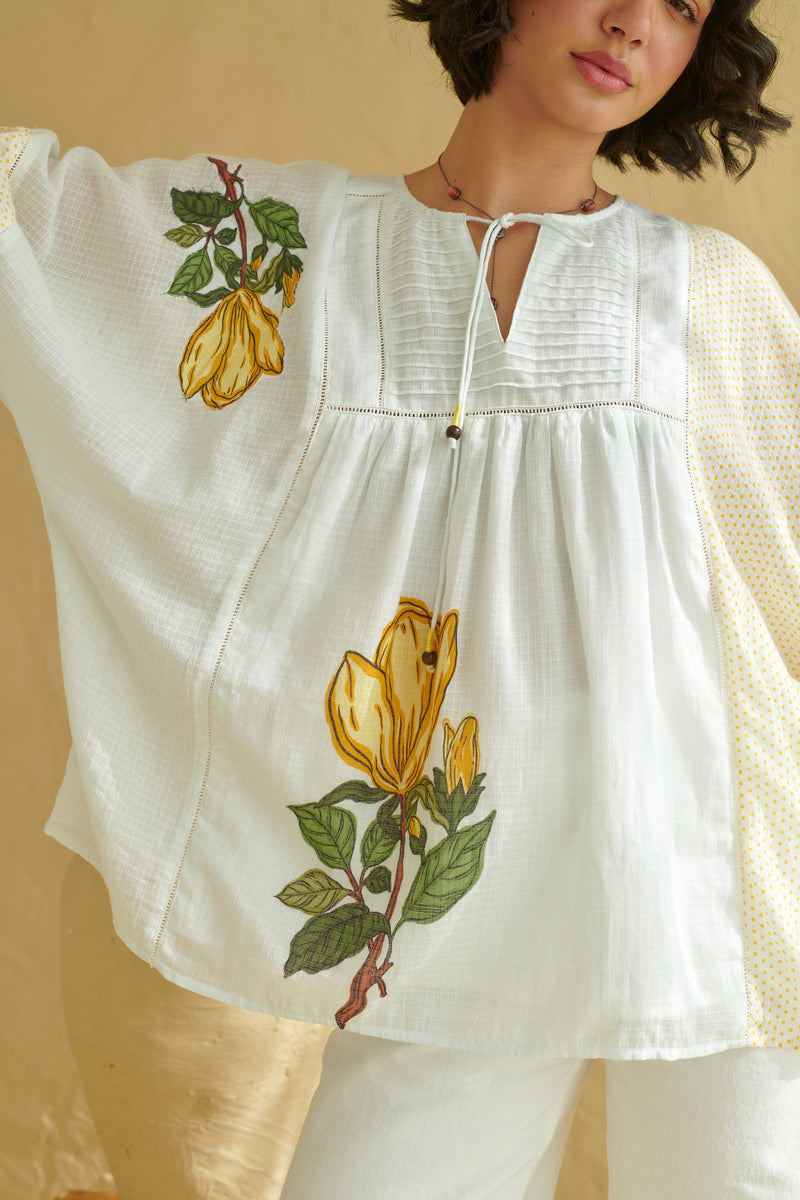 Aurelia Ivory Drop Shoulder Top