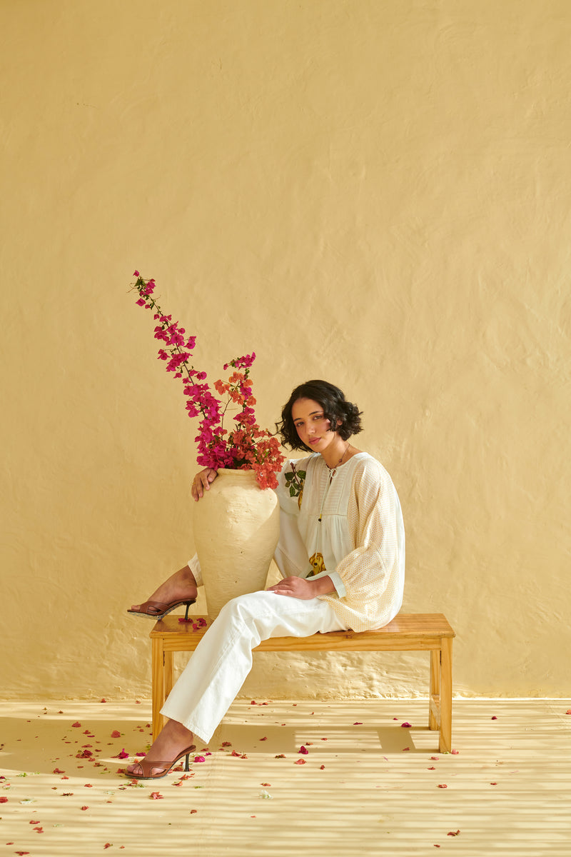 Aurelia Ivory Drop Shoulder Top