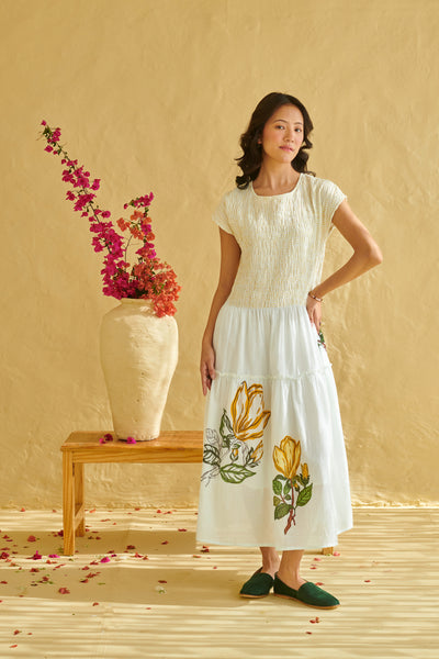 Sia Ivory Smocked Dress