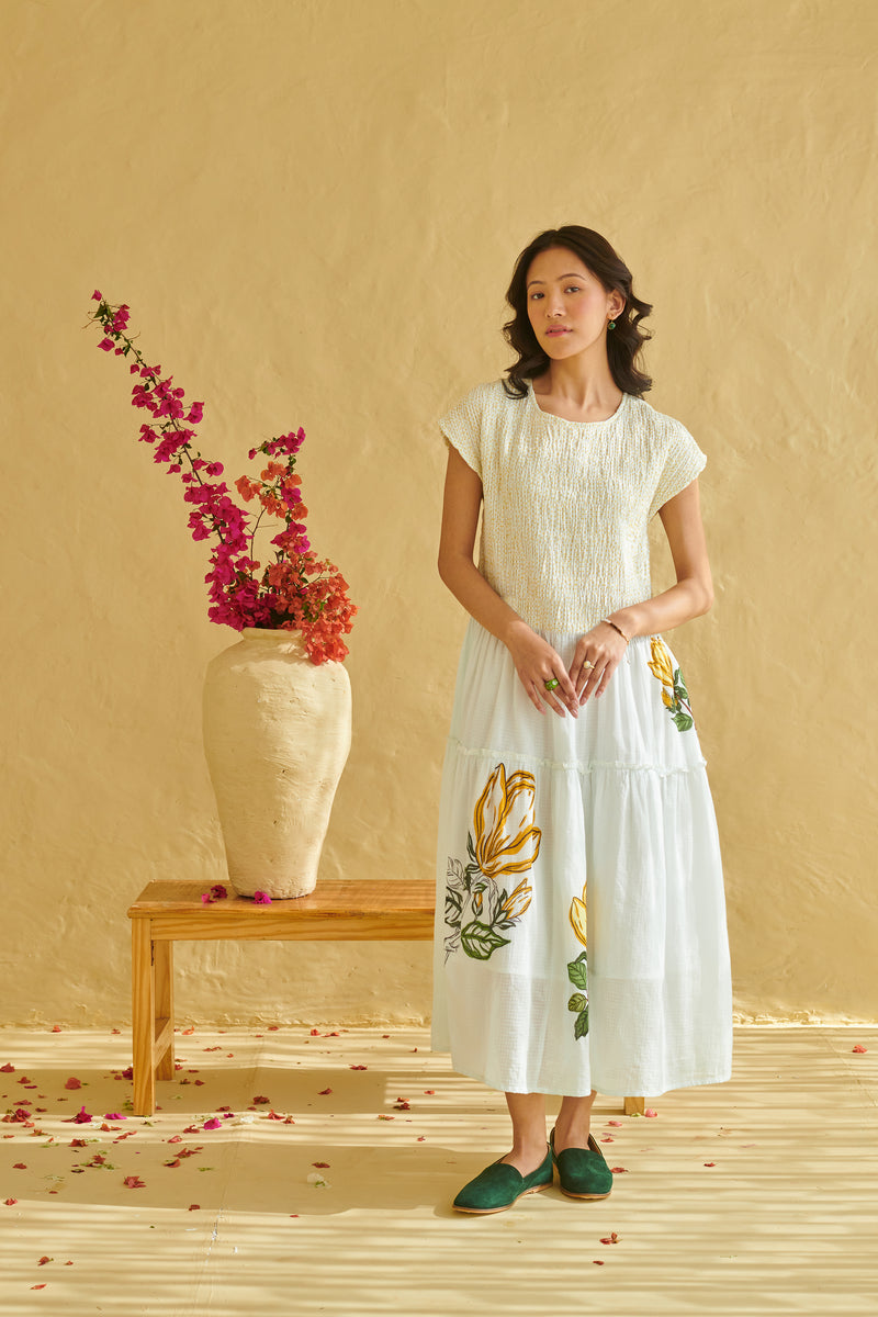 Sia Ivory Smocked Dress