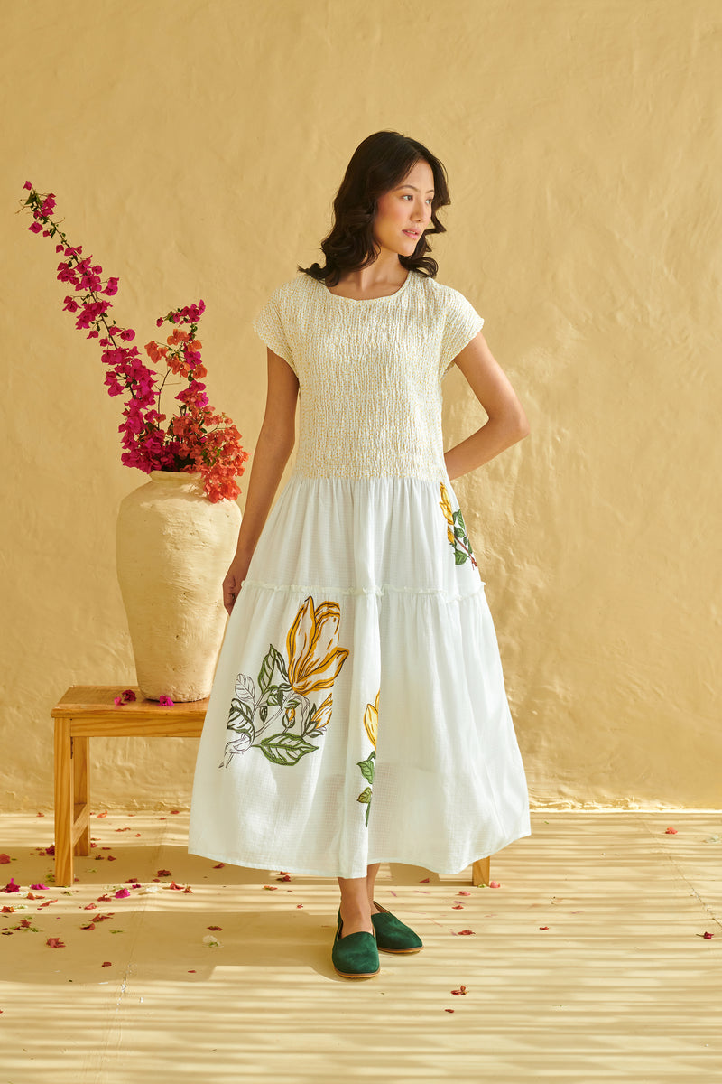 Sia Ivory Smocked Dress