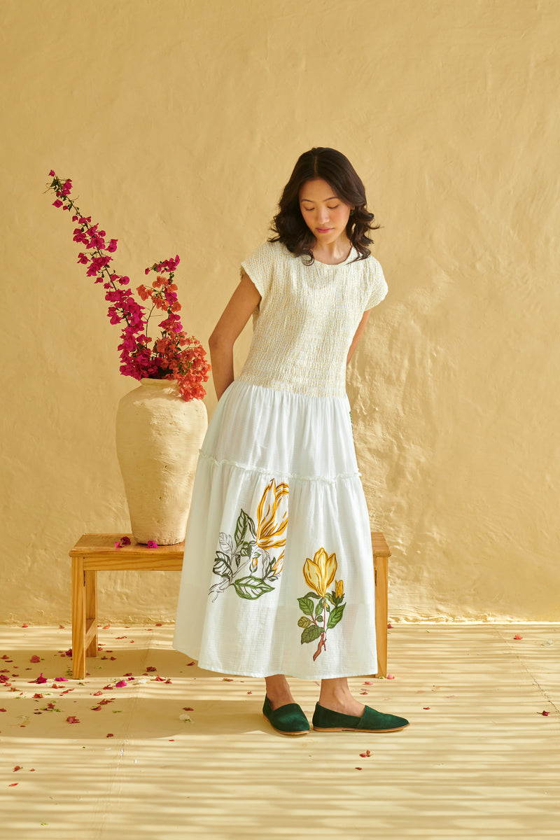 Sia Ivory Smocked Dress