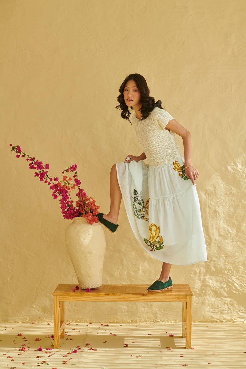 Sia Ivory Smocked Dress