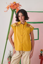 Ami Mustard Pixel Embroidered Shirt