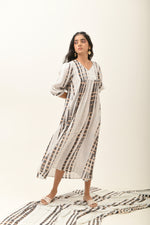 Ether Monochrome Pleated Yoke Dress