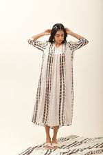 Ether Monochrome Pleated Yoke Dress