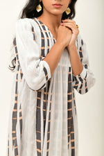 Ether Monochrome Pleated Yoke Dress