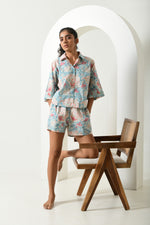 Beam Floral Blue Drop Shoulder Shirt