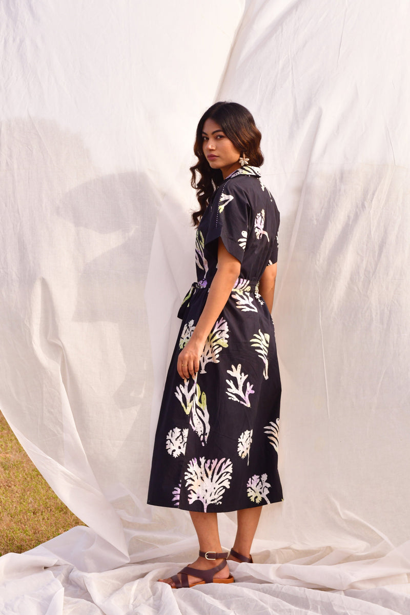 Stella Black Batik Shirt Dress