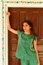Nova Green Embroidered Top