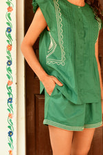Nova Green Embroidered Top
