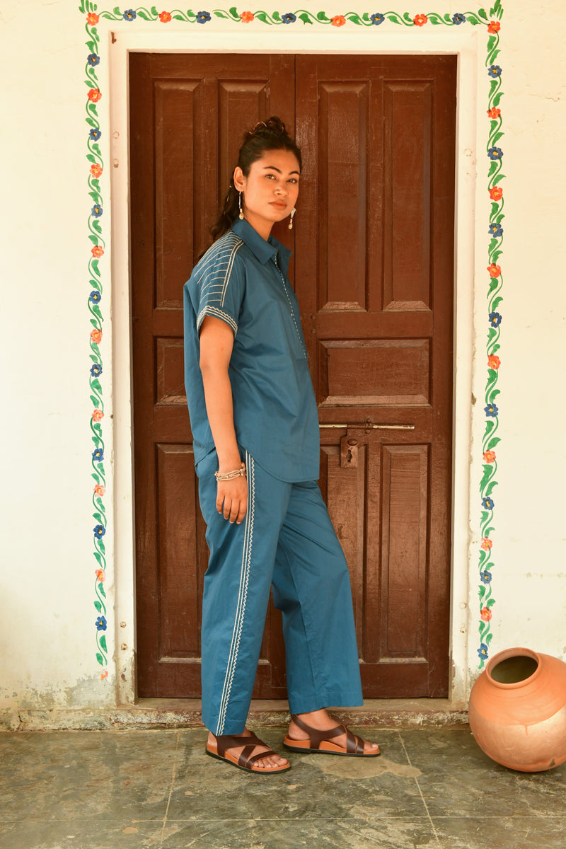 Deco Blue Embroidered Shirt