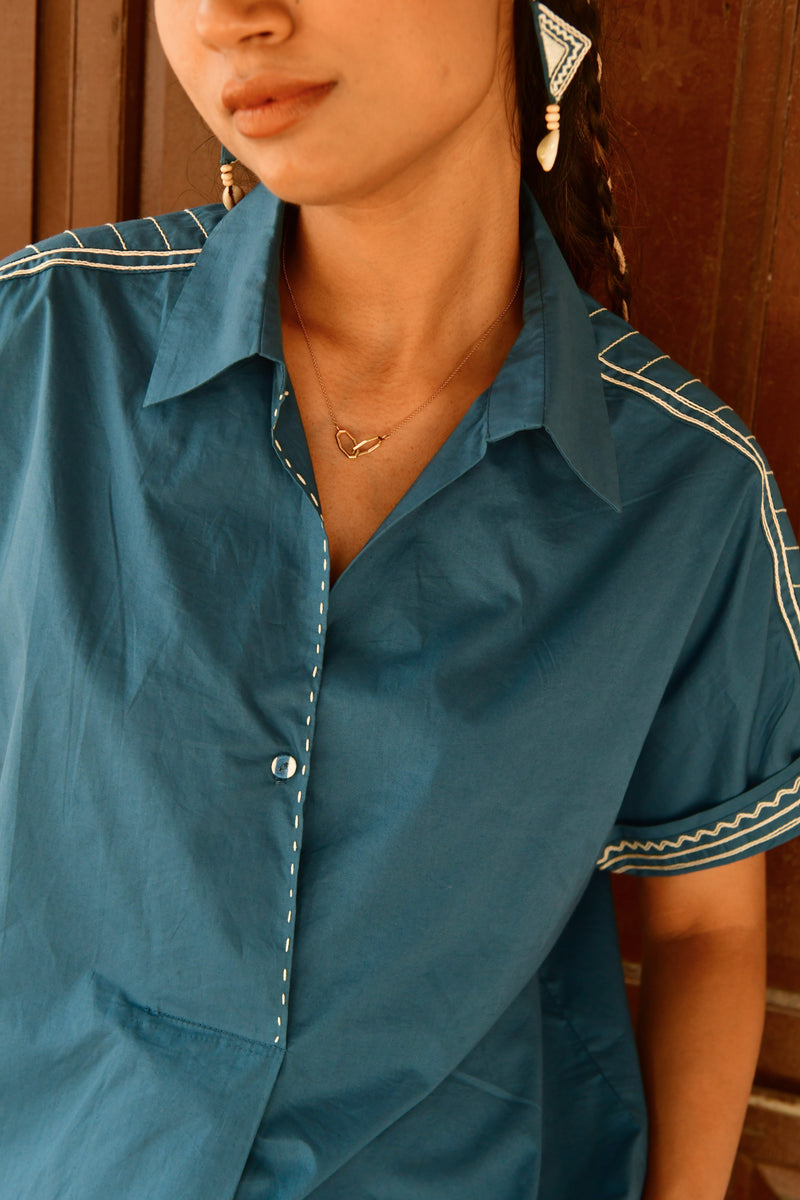 Deco Blue Embroidered Shirt