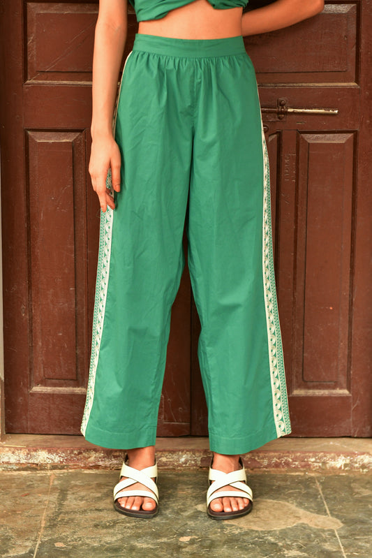 Glide Green Embroidered Pants