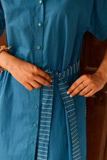Stella Blue Embroidered Shirt Dress