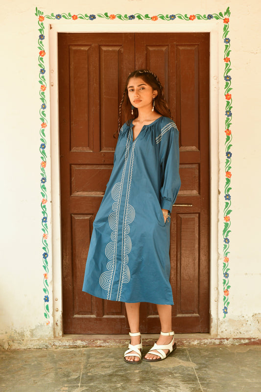 Moon Blue Embroidered Dress