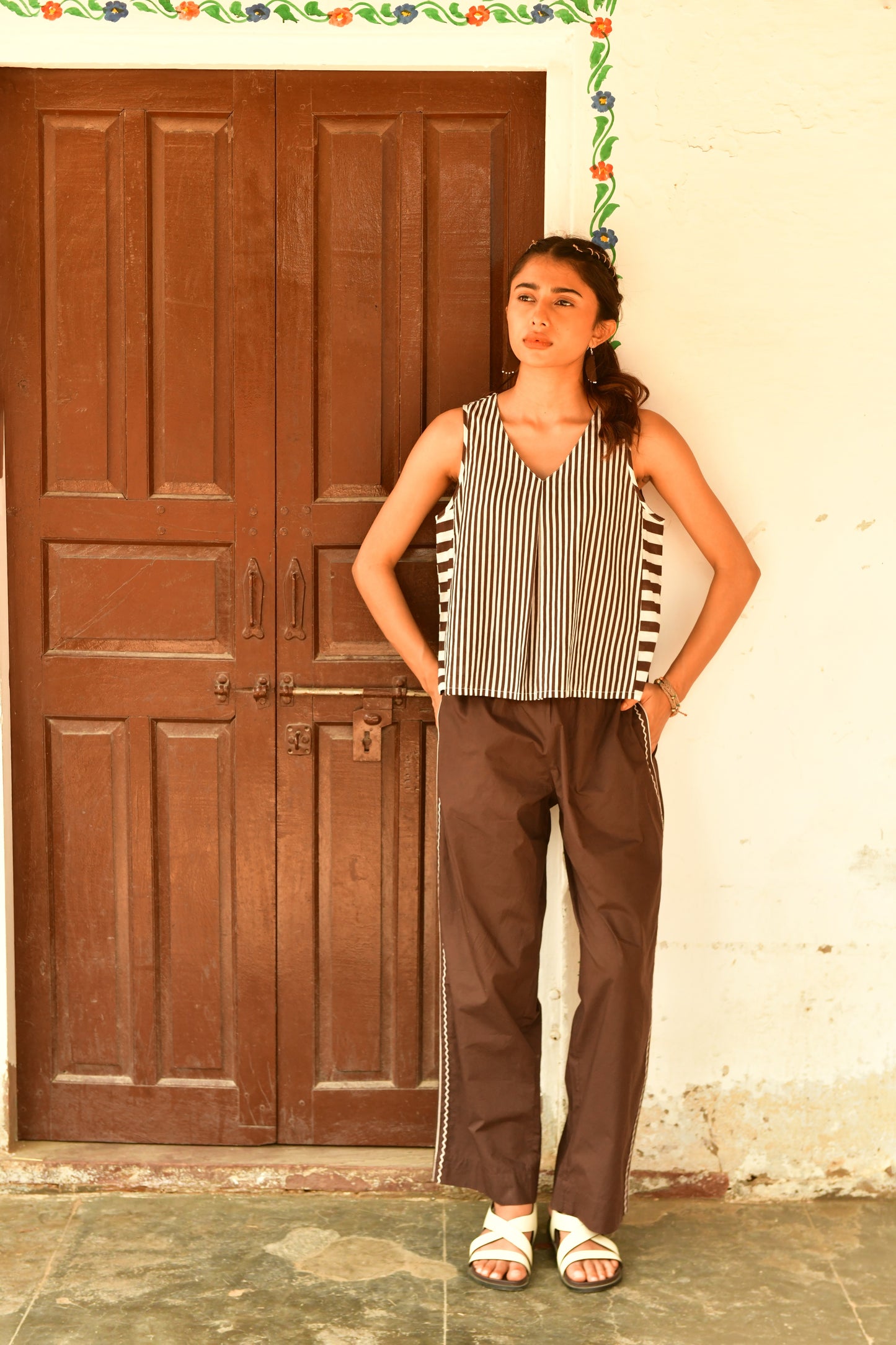 Vaya Brown Stripe Top