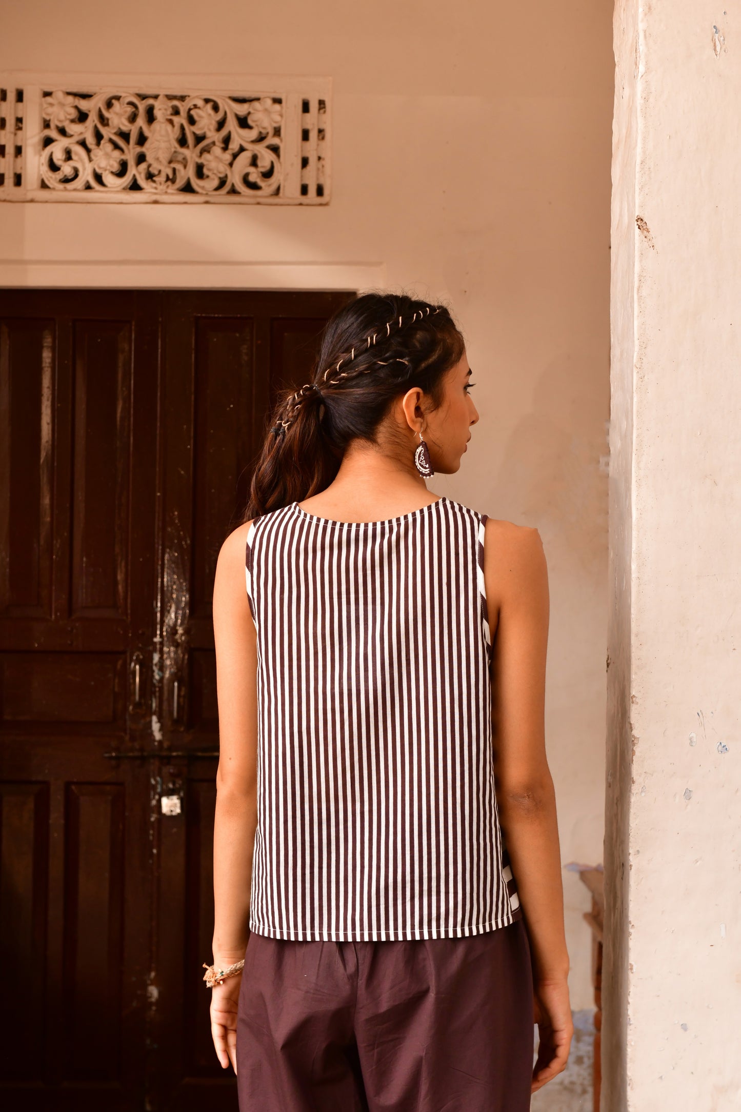 Vaya Brown Stripe Top