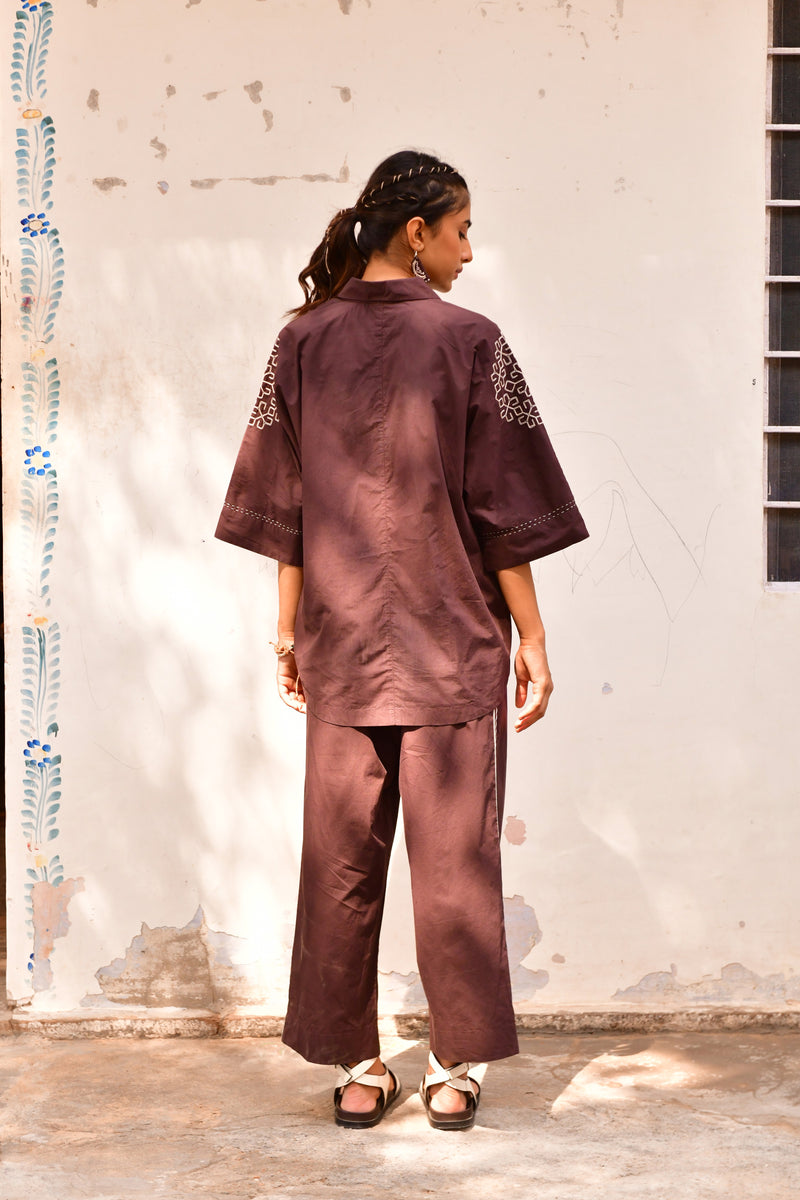 Sobo Brown Embroidered Shirt
