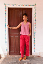 Glide Red Embroidered Pants