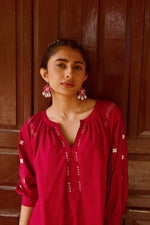 Plum Red Embroidered Dress