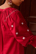 Plum Red Embroidered Dress