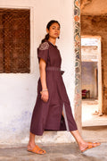 Stella Brown Embroidered Shirt Dress