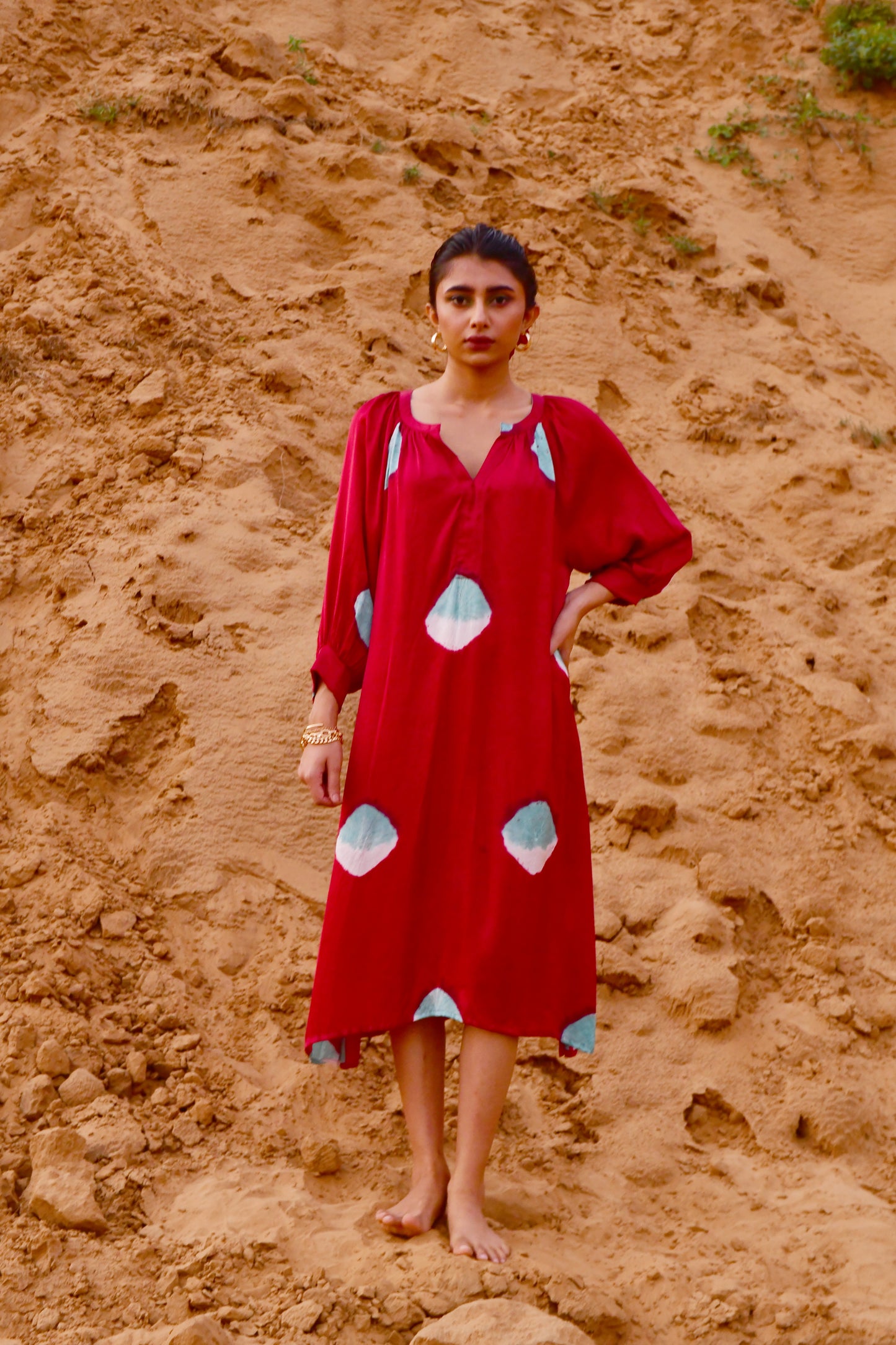 Plush Red Tie-Dye Dress