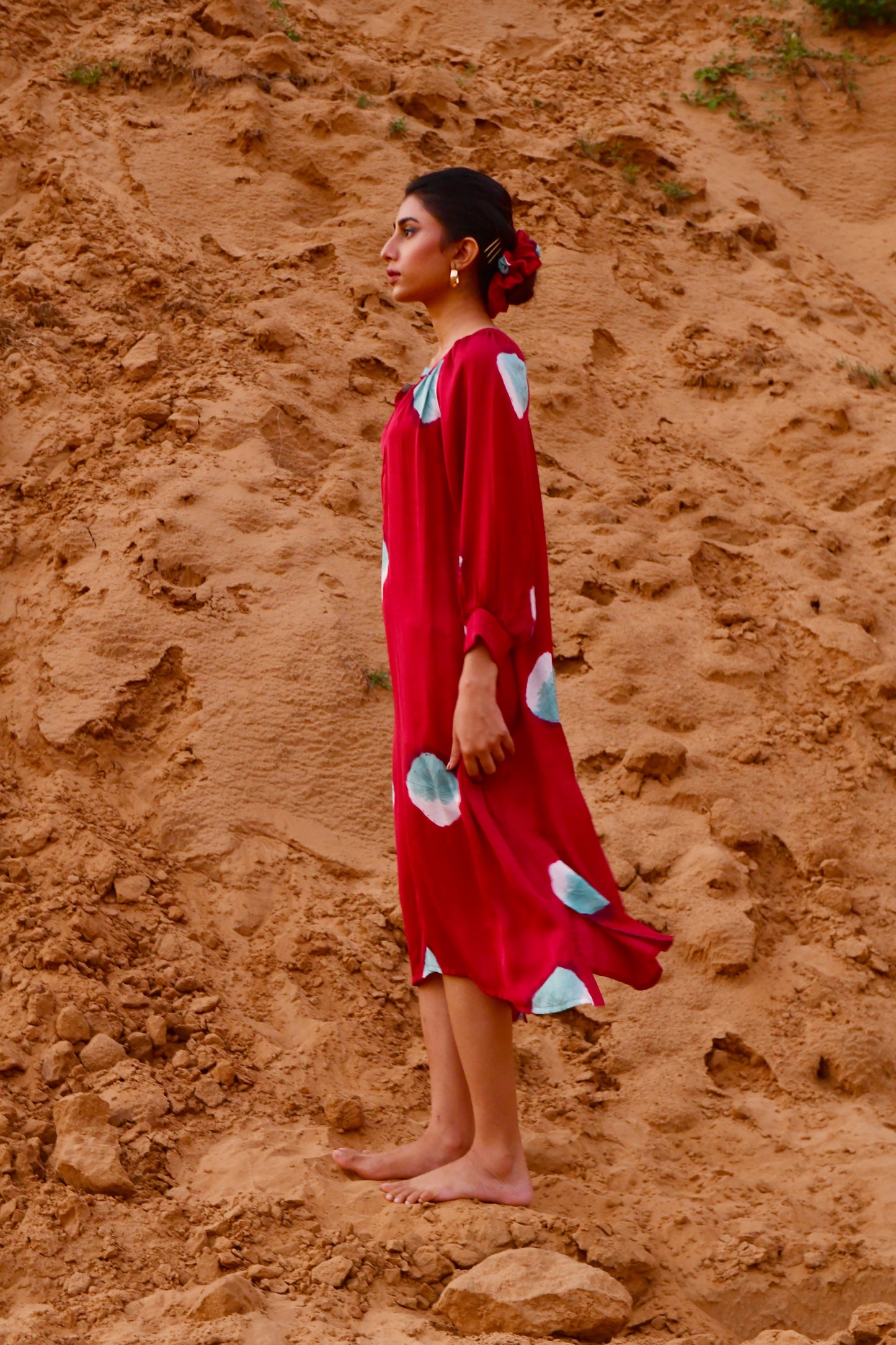 Plush Red Tie-Dye Dress