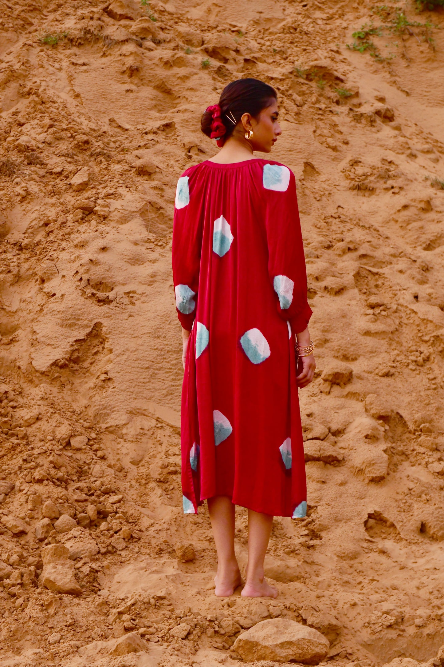 Plush Red Tie-Dye Dress