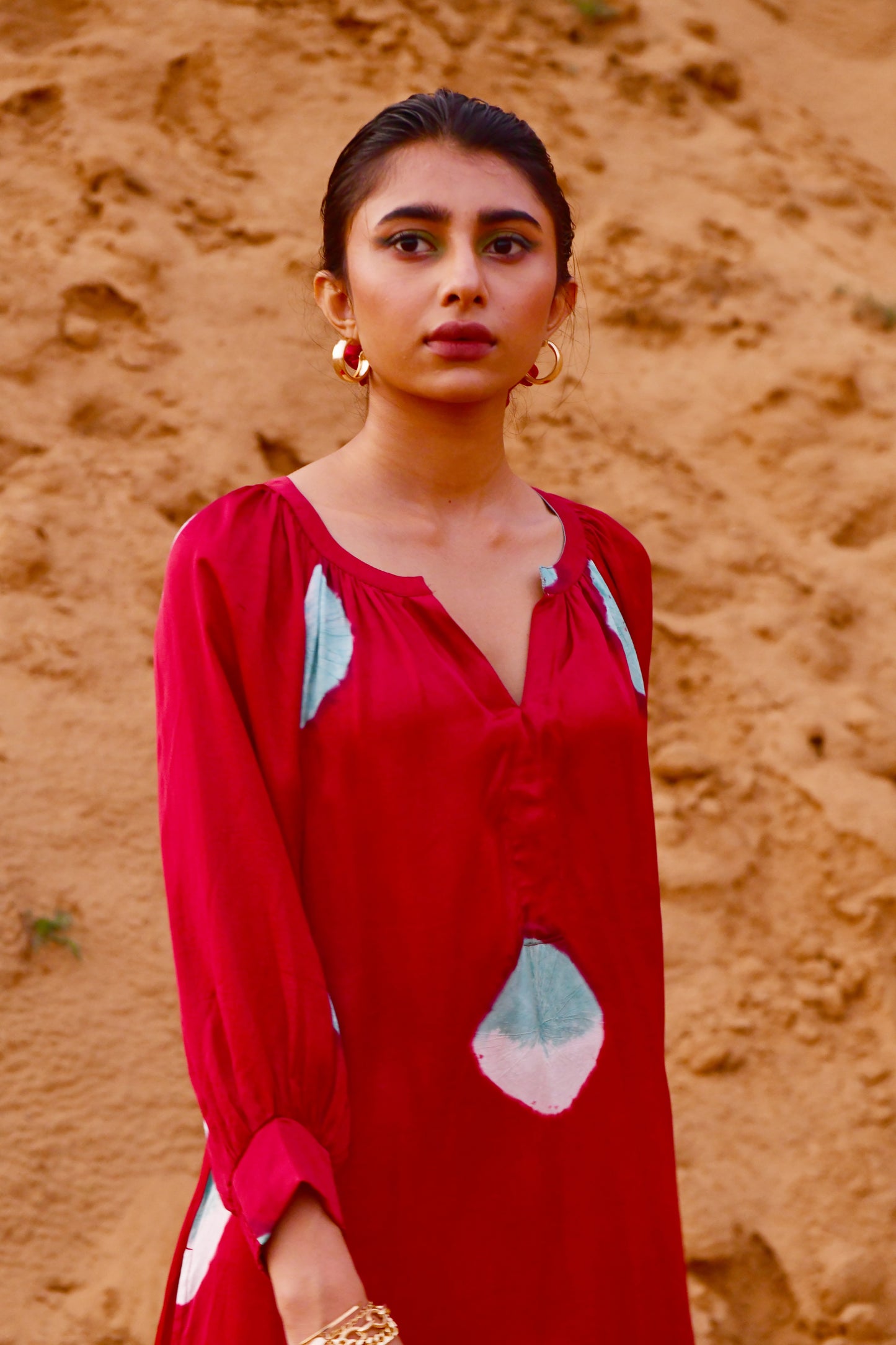 Plush Red Tie-Dye Dress