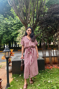 Aria Maroon Stripe Shirt Dress