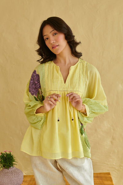 Aurelia Yellow Drop Shoulder Top