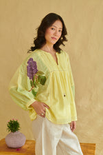 Aurelia Yellow Drop Shoulder Top