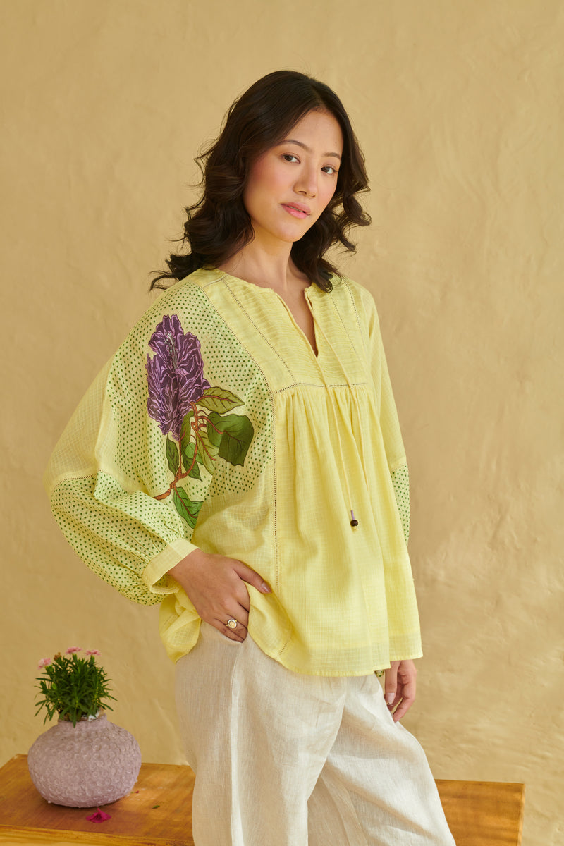 Aurelia Yellow Drop Shoulder Top