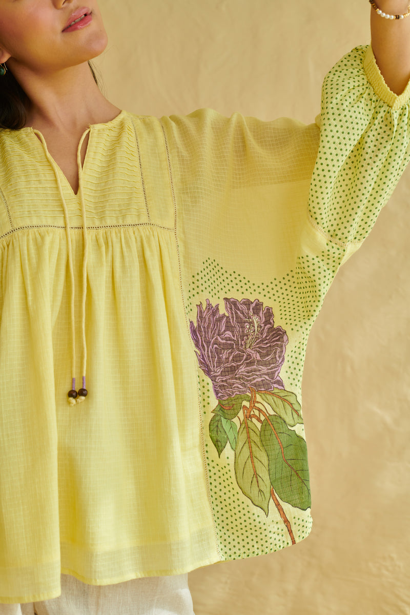 Aurelia Yellow Drop Shoulder Top