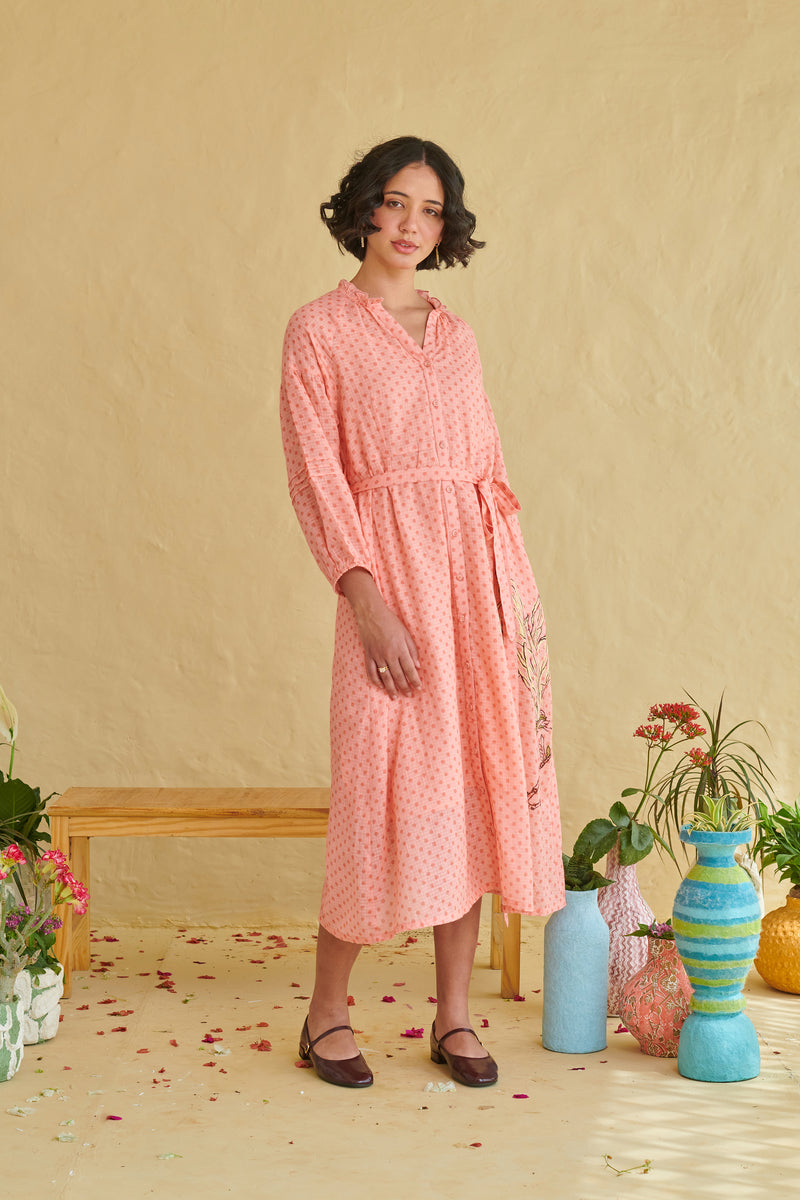 Dune Peach Dress with Belt