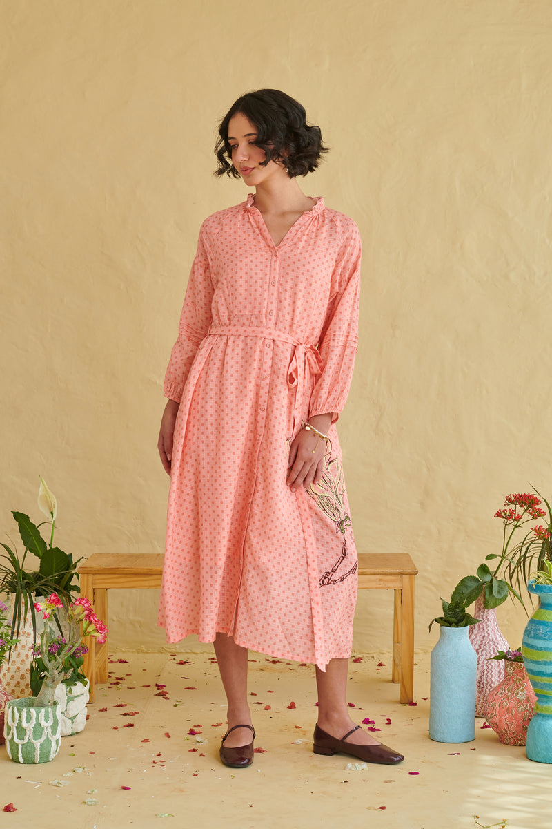 Dune Peach Dress with Belt
