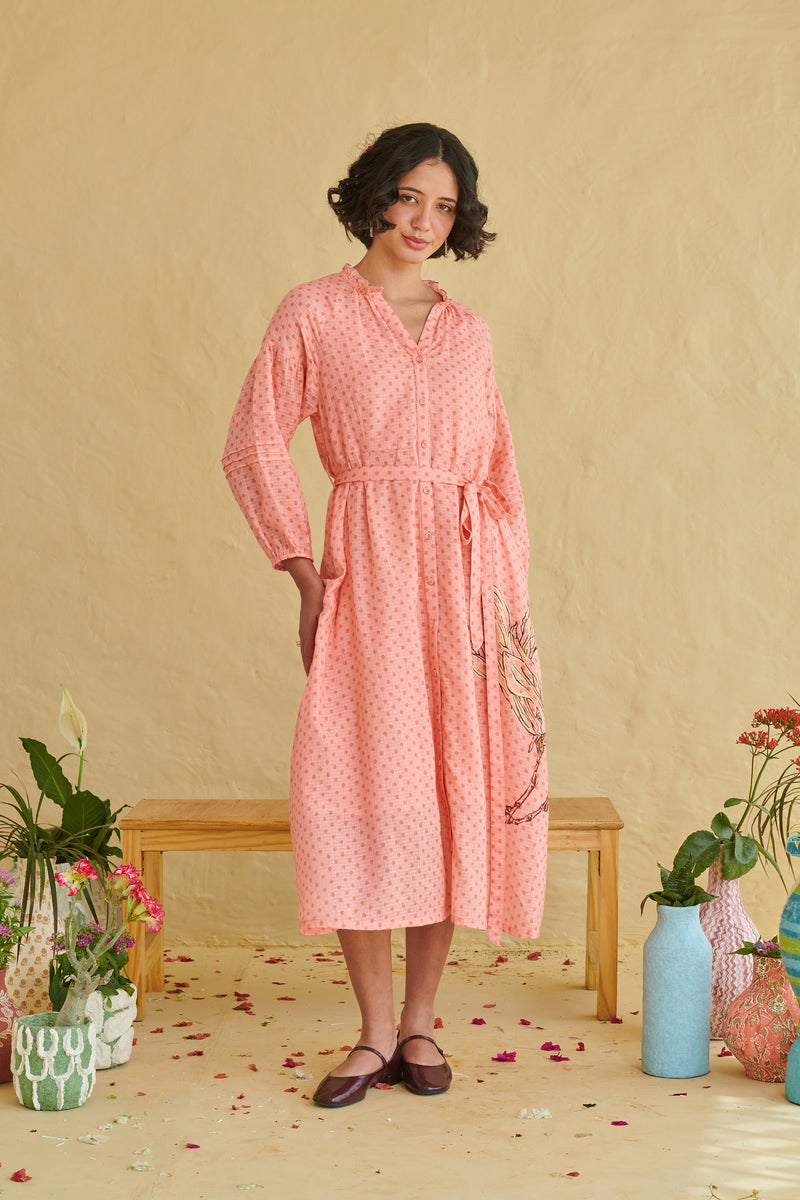 Dune Peach Dress with Belt