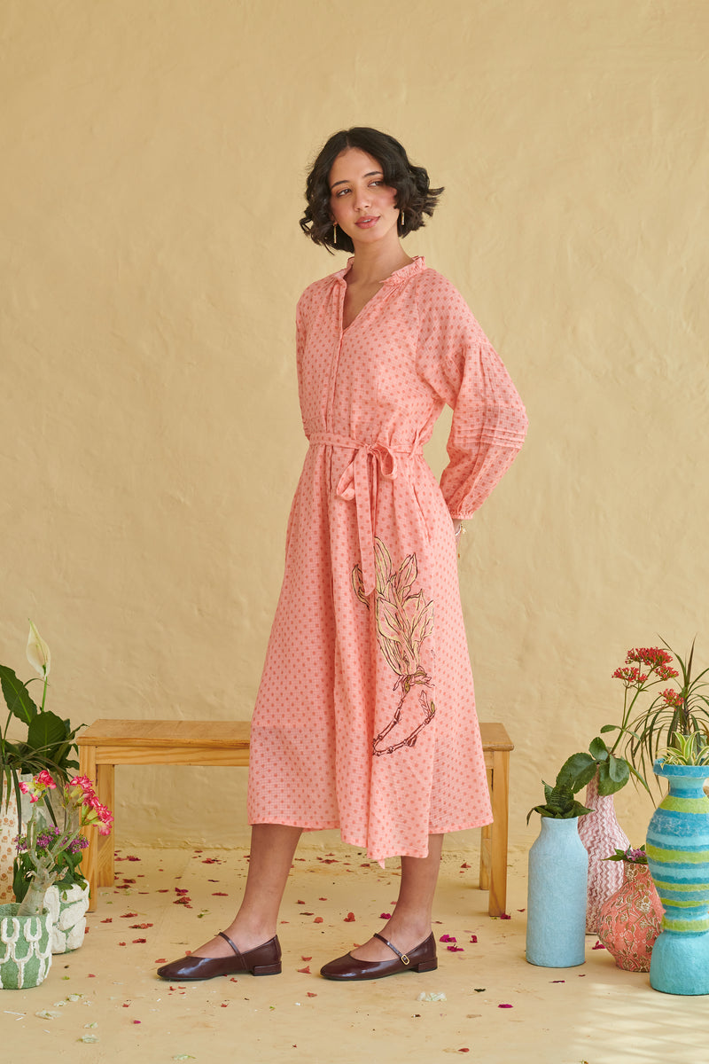 Dune Peach Dress with Belt